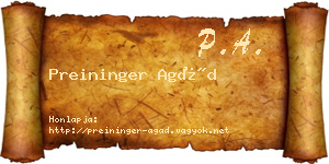Preininger Agád névjegykártya